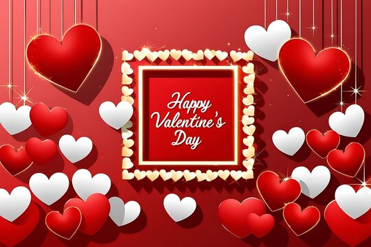 Vector Happy Valentines Day Design with Heart Roses Flower and Handwriting Letter on 
