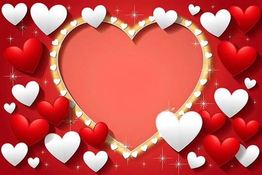 Vector Happy Valentines Day Design with Heart Roses Flower and Handwriting Letter on 
