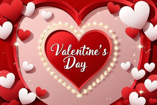 Vector Happy Valentines Day Design with Heart Roses Flower and Handwriting Letter on 
