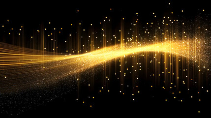 Wall Mural - gold line light with glitter glow abstract effect. golden vertical flare with neon beam sparkle and 