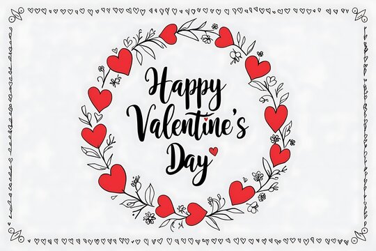 Vector Happy Valentines Day Design with Heart Roses Flower and Handwriting Letter on 
