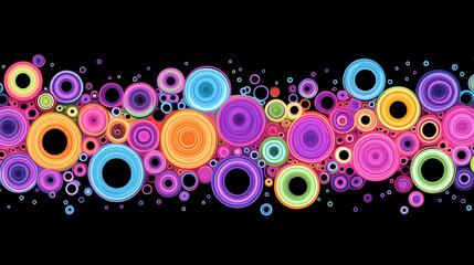 Abstract colorful circles on a black background