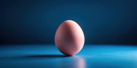 Poster - A single pink egg stands out against a deep blue backdrop, symbolizing the fragility and potential of new beginnings.