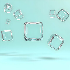 Wall Mural - floating ice cubes 3d render