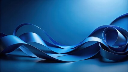 Poster - Abstract Blue Ribbon Wave Design, A Contemporary Artistic Expression of Fluid Movement and Curvature