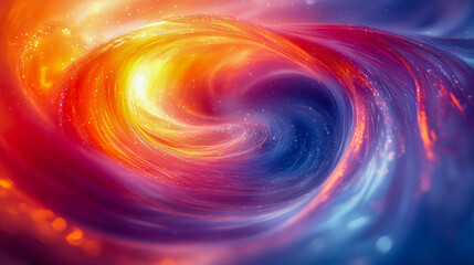 Poster - A mesmerizing swirl of vibrant colors, blending warm oranges and cool blues, creating a dynamic abstract visual with a glowing vortex effect