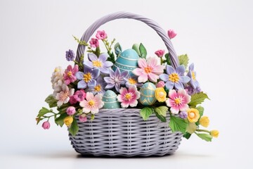 Wall Mural - Easter basket with decoration white backdrop