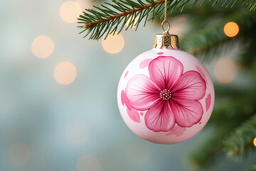 pink watercolor design christmas ornament adds festive elegance holiday decorations