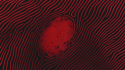 Abstract Fingerprint Pattern in Red and Black Background Design