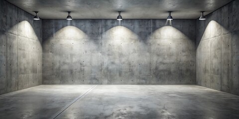 Poster - A simple concrete room with a spotlight on the empty space, ready for your next project
