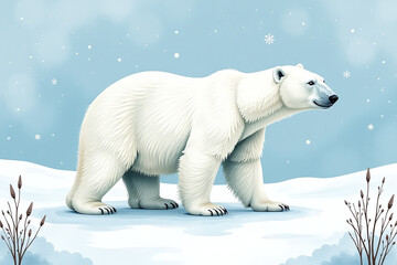 seamless winter background featuring white polar bear arctic watercolor illustration north wildlife 