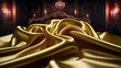 © good-J - Elegant and luxurious gold silk satin velvet fabric, soft flowing wave flow.