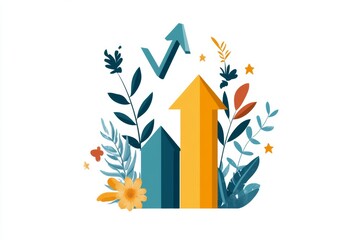 Aufkleber - A minimalist graphic of a progress bar gradually filling, with a small upward arrow symbolizing growth