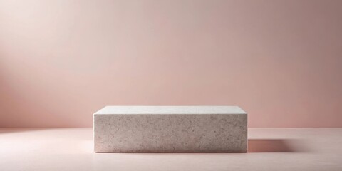 Poster - A simple, minimalist stone platform set against a soft pink backdrop, perfect for displaying products or showcasing designs