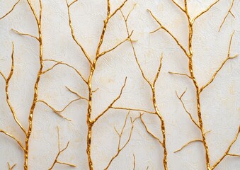 Canvas Print - Golden Twisted Branches on Elegant Textured Background Design