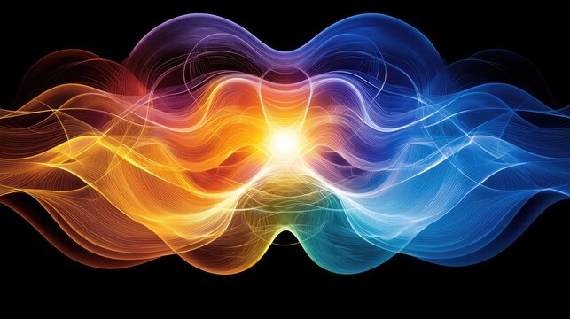 Dynamic energy waves abstract background digital art vibrant colors illuminated concept motion graphics