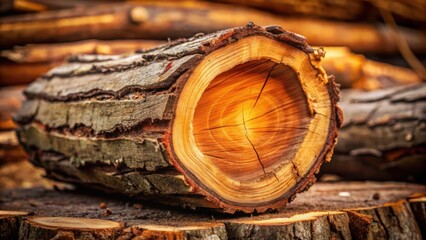 Poster - A weathered log reveals its inner story, a vibrant tapestry of growth rings etched in time.