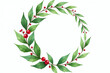 © Galeno - vibrant christmas wreath features watercolor artwork green holly fir branches red berries crisp white