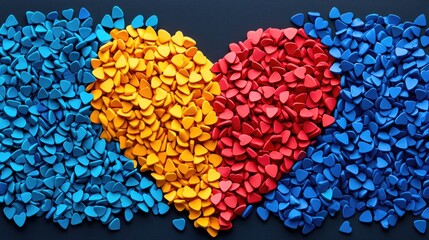 Poster - Creative heart art display colorful design graphic illustration vibrant environment aerial view love concept
