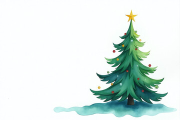 Wall Mural - watercolour paints christmas tree white background unique festive