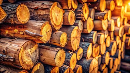 Poster - A Stack of Logs, a Close Up View of Nature's Raw Material, Showing the Inner Beauty of Timber, Each Ring Telling a Story of Growth and Time