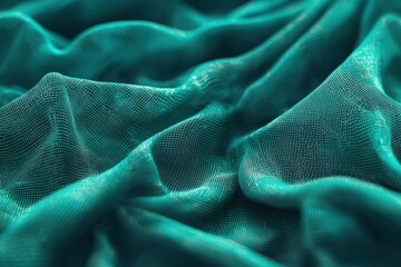 Wall Mural - Elegant Teal Fabric Drapery with Soft Texture and Flowing Patterns