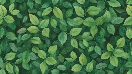 Poster - Lush Green Leaf Background with Various Leaf Shapes and Textures