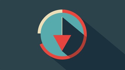 Professional Round Down Triangle Arrow Flat Icon for Apps and Websites