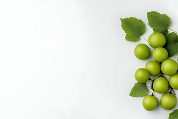 Wall Mural - Green Plums and Leaves Photo