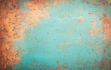 Poster - A textured, weathered surface in teal and rust tones, perfect for backgrounds and overlays.