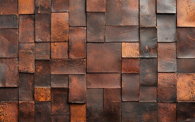 Poster - A textured wall made of various metal plates displaying rich, warm tones.