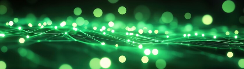 Poster - Abstract green light pattern with glowing dots, perfect for backgrounds and designs.