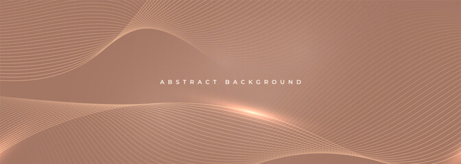 Aufkleber - Soft brown wide abstract vector background with glowing wavy lines. Vector illustration