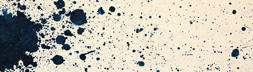 Poster - Abstract splatter pattern in navy blue and cream colors for creative projects.