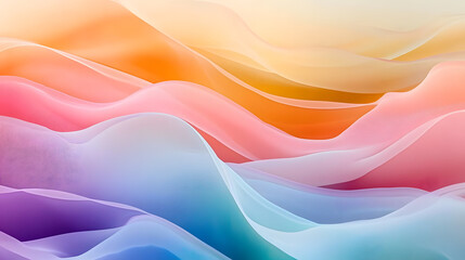 Poster - A colorful abstract image showcasing vibrant wavy lines that form a harmonious gradient of pastel colors, creating a cheerful and playful visual impact.
