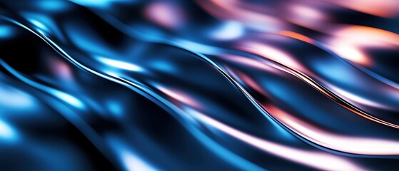 Poster - Abstract wavy patterns in vibrant blue and pink hues creating a dynamic visual effect.