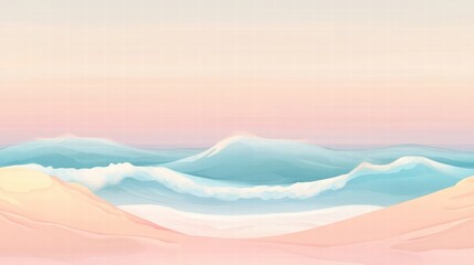 Aufkleber - Tranquil beach view with soft waves and pastel skies at sunset inviting relaxation and reflection. Generative AI