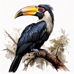Wall Mural - giant hornbill perching on a branch