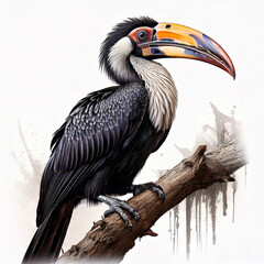 Wall Mural - giant hornbill perching on a branch