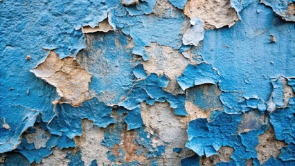 Poster - The remnants of blue paint cling to a weathered wall, revealing a textured surface beneath.
