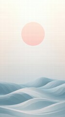 Leinwandbilder - Stylized sun rising over gentle waves with a soft horizon line and ample space for text above ocean water. Generative AI