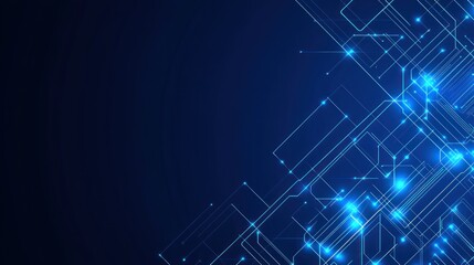 Poster - Abstract Blue Digital Network Glowing Lines Dark Background