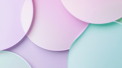Leinwandbilder - Overlapping semi transparent circles in pastel tones create a soft and calming background with ample space for text placement. Generative AI