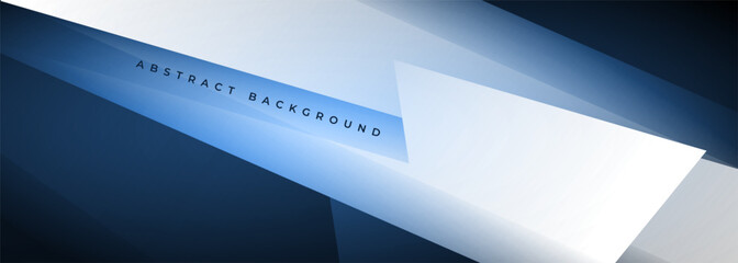 Poster - Blue and white modern abstract wide banner with geometric shapes. White and dark bluefuturistic technology abstract background. Vector illustration