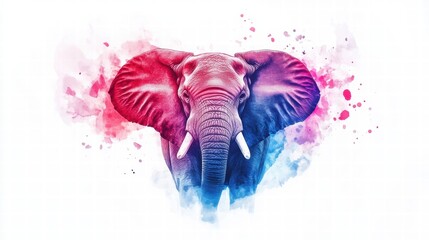 Poster - Illustration of an elephant with vibrant colors and copy space for text or design elements. Generative AI
