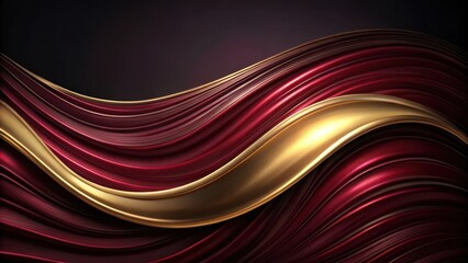 Wall Mural - Abstract Gold and Burgundy Liquid Swirls, Flowing Like a River of Luxury