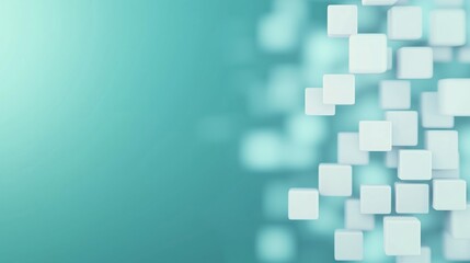 Wall Mural - White squares floating on turquoise gradient background. Technology interface design