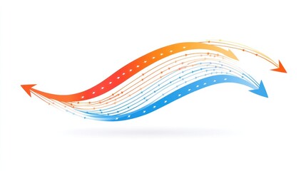 Poster - Abstract Wavy Arrows Dynamic Design Blue Orange Gradient Background