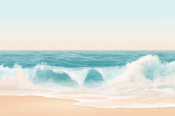 Fototapete - Soft waves gently lap against the sandy shore on a tranquil beach. Generative AI