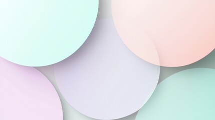 Leinwandbilder - Overlapping semi transparent circles in pastel tones create a serene abstract background with ample space for text placement. Generative AI